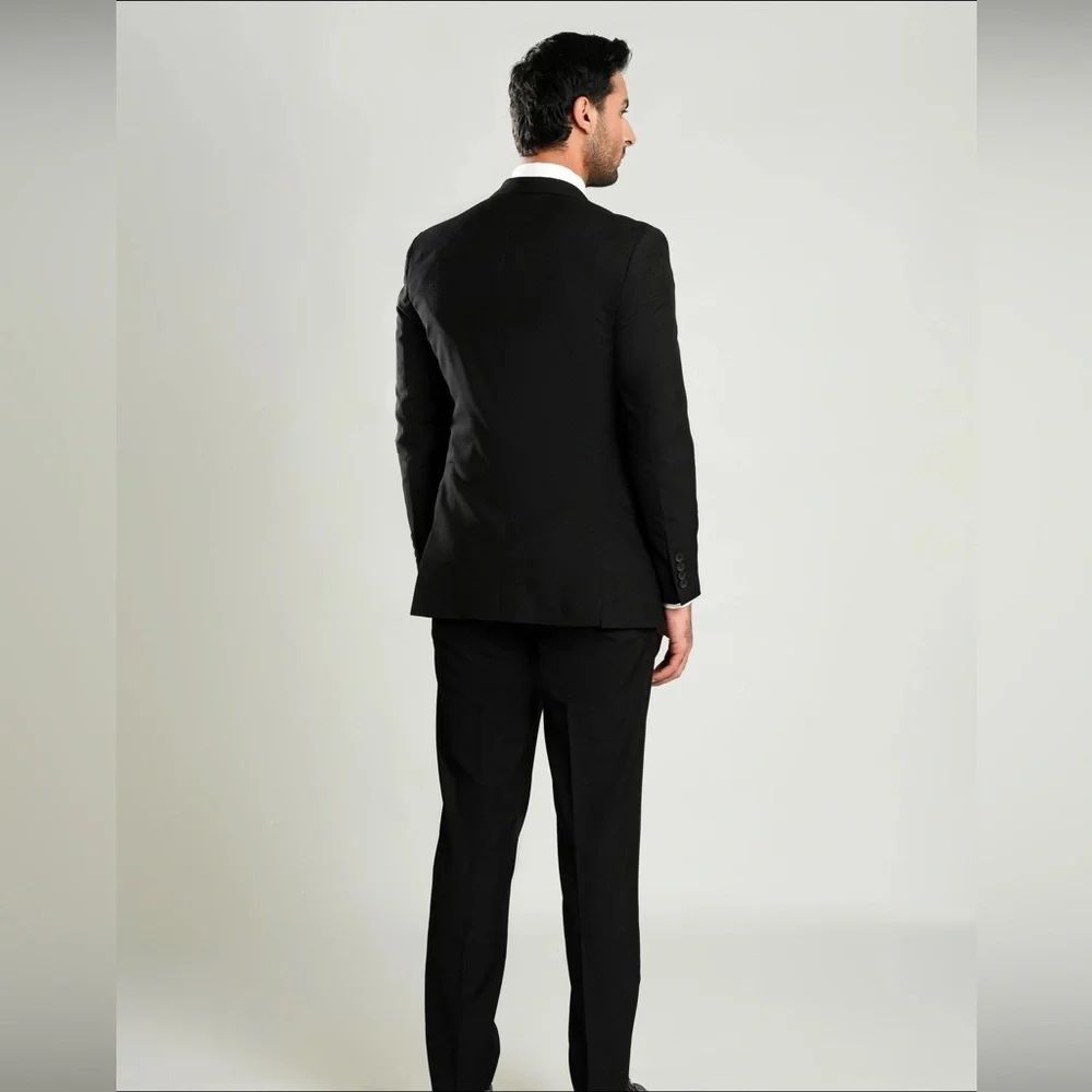 Lawrencepur Black Wool Blend Blazer Jacket Size 50R Classic Tailored